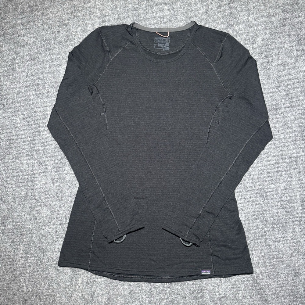 Patagonia Thermal Weight Capilene Base Layer Shirt Men Small Black Long Sleeve